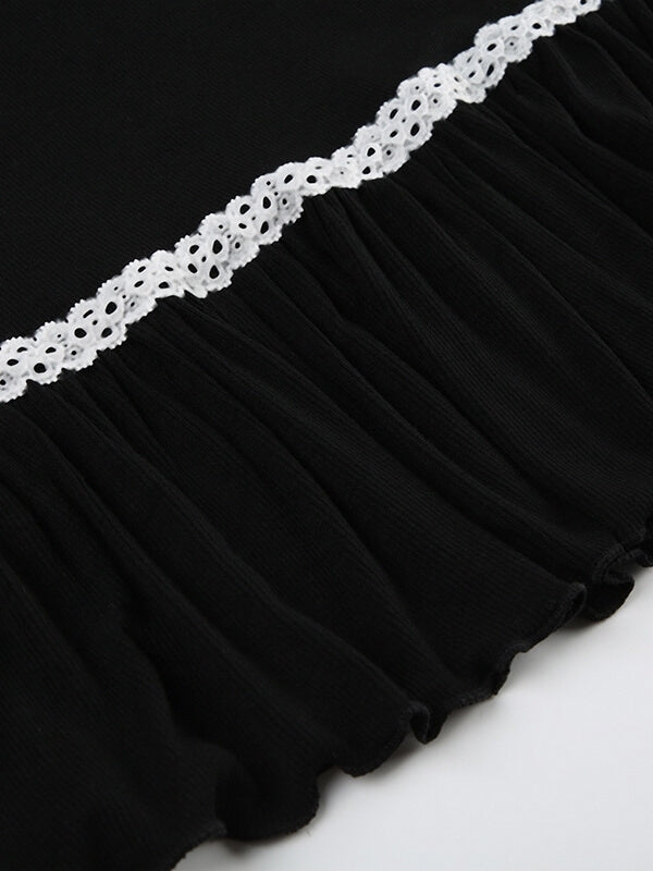 Luxury Black Lace Suspender Dress SpreePicky