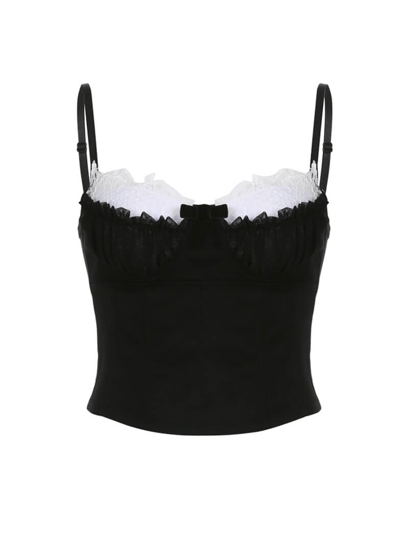 Black with White Lace Camisole SpreePicky