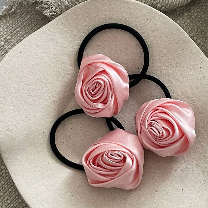 Pink Rose Hair Tie - Pink - Other