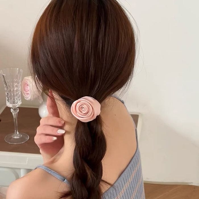 Pink Rose Hair Tie - Pink - Other