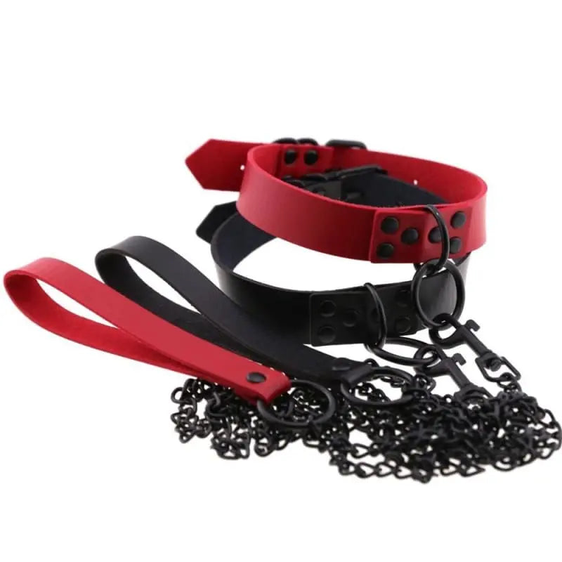 Gothic Black O-Ring Choker Necklace with Chain (Available in 16 Colors) EG140 - Egirldoll