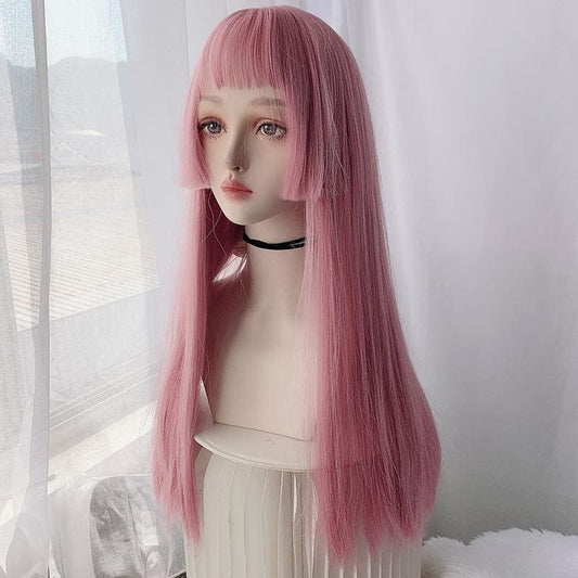 Lolita Pink Princess Cut Long Straight Wig EE0788 - Egirldoll