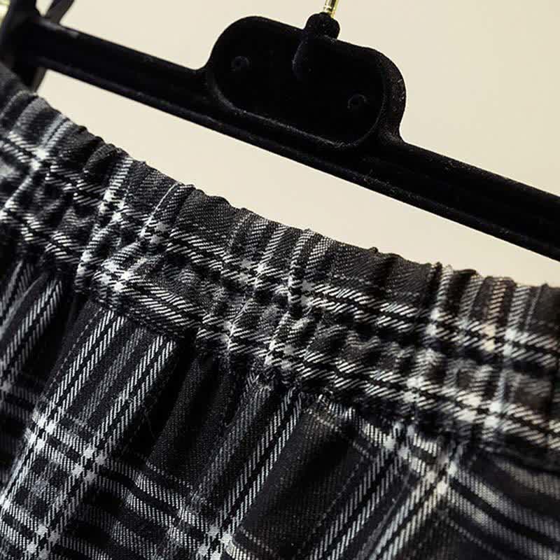 Plaid Shirt Button Front Tulle Skirt modakawa