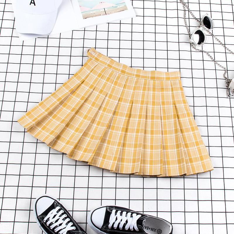 Plaid Uniform A-line High Waist Pleated Skirt Modakawa