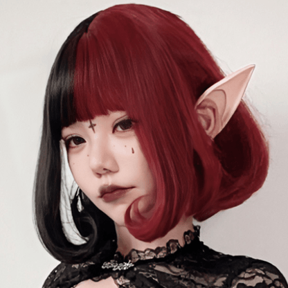 Vampire Clown Colorblock Short Straight Wig With Neat Bangs modakawa