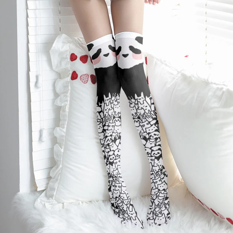 Cute Panda Pattern Print Lolita Stockings Modakawa