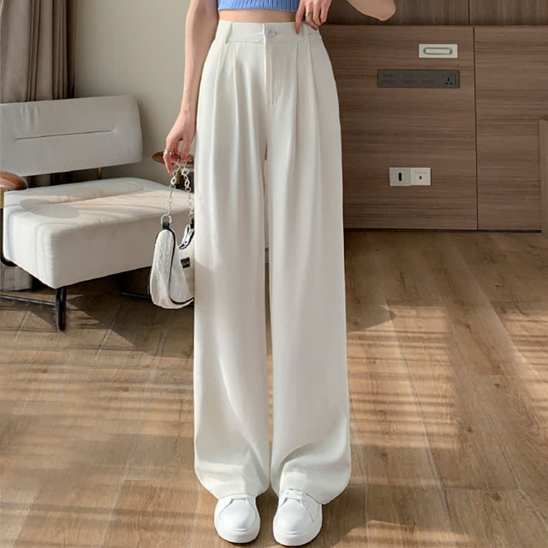 Pure Color Wide Leg Drape Suit Pants modakawa