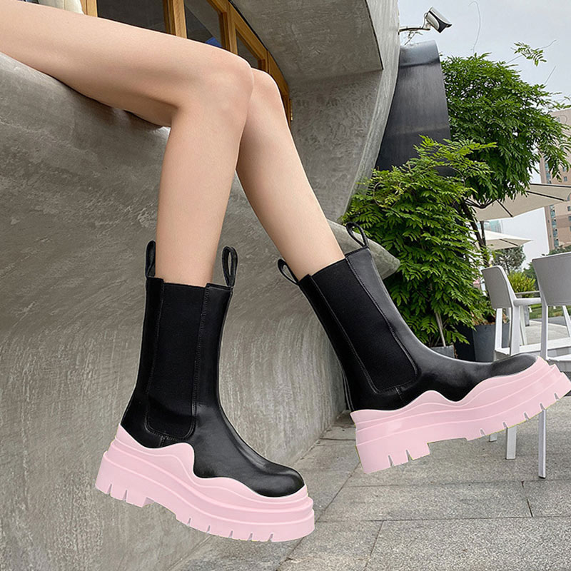 Slip-On Colorblock Platform Boots Modakawa