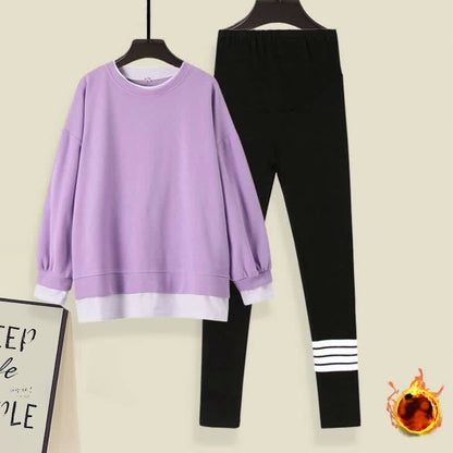 Casual Round Collar Sweatshirt Casual Leggings Set Modakawa