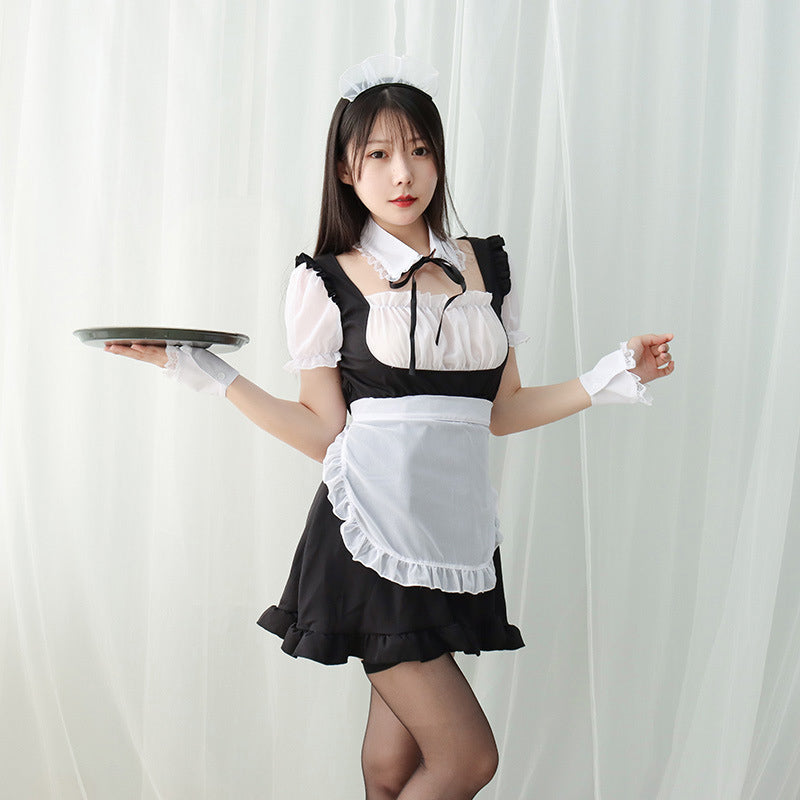 Sexy Ruffle Maid Dress Nightdress Lingerie Set Modakawa