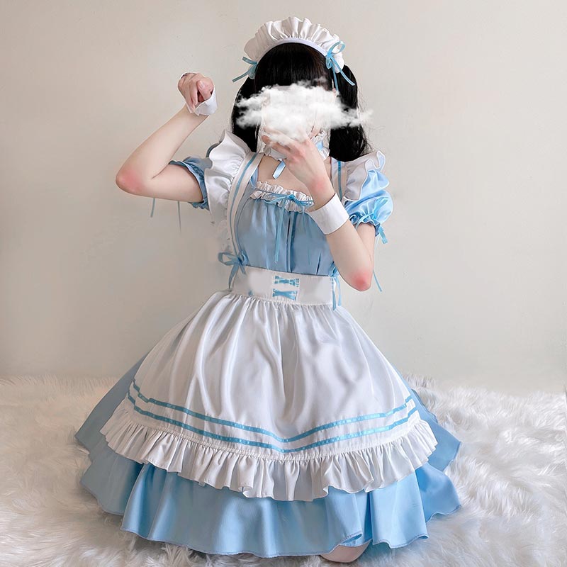 Lolita Seven Piece Ruffled Maid Dress modakawa