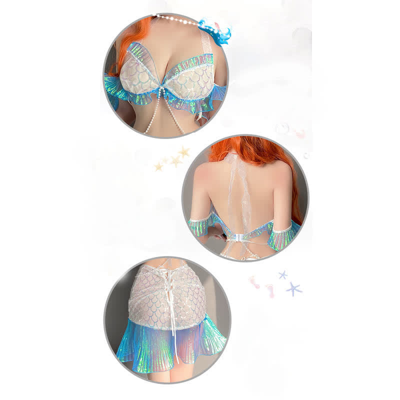 Shining Mermaid Pearl Decor Lingerie Set modakawa