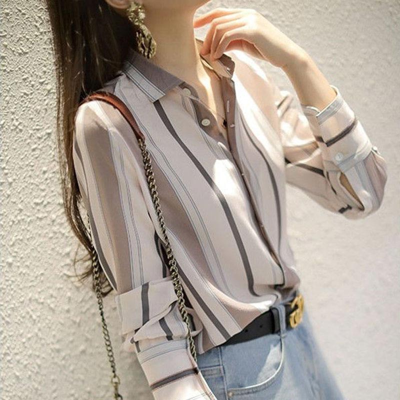 Casual Vertical Striped Loose Shirt Modakawa