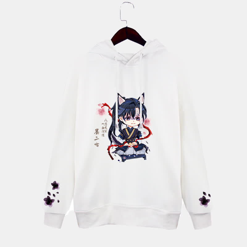 Cartoon Anime White Pocket Plush Hoodie modakawa