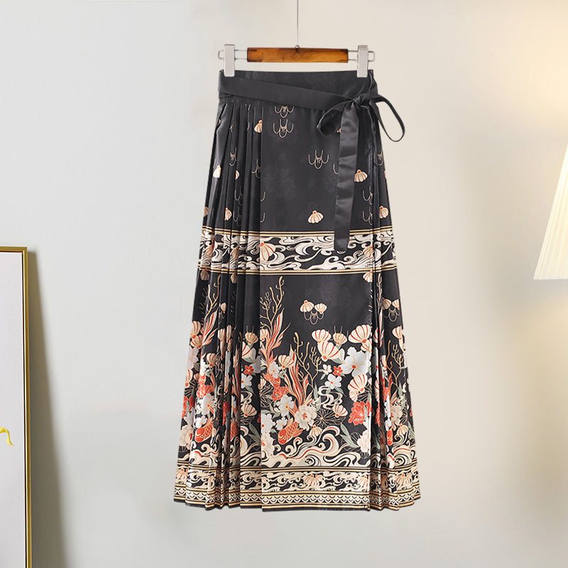 Exquisite Embroideried Lace Up Sweatshirt Pleated Skirt Modakawa