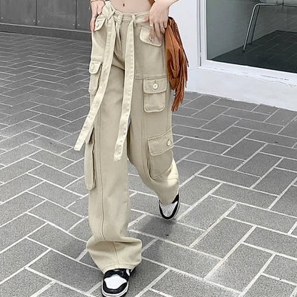 Chain Round Collar Sleeveless Crop Top Casual Cargo Pants modakawa