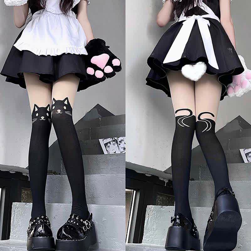 Cute Cartoon Kitty Print Lolita Stockings Tights Modakawa