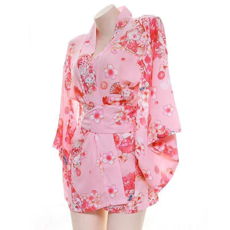 Sakura Floral Vintage Print Kimono Lingerie Modakawa