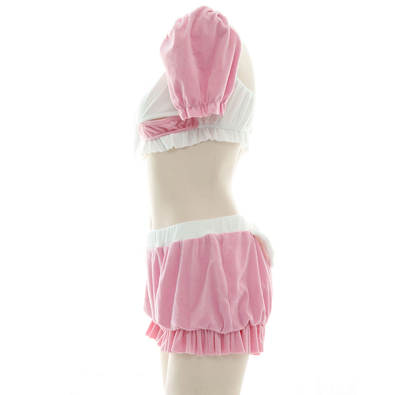 Pink Sweet Bow Knot Maid Lingerie Set Modakawa