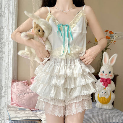 Fairy Lace Trim Layered Undershorts modakawa