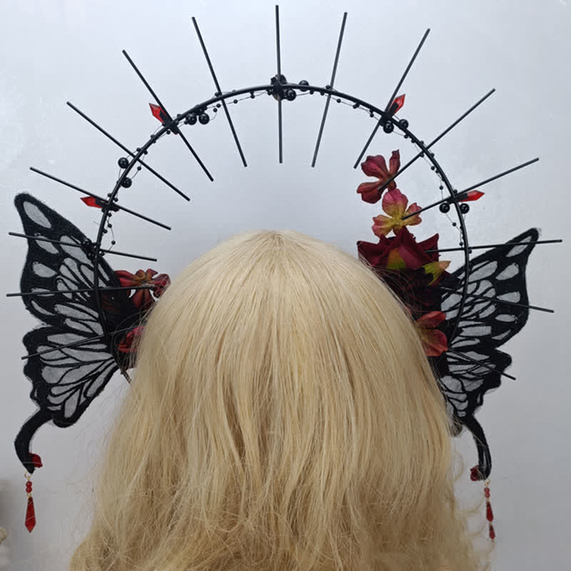 Punk Virgin Halo Rose Moth Butterfly Hair Accessory modakawa