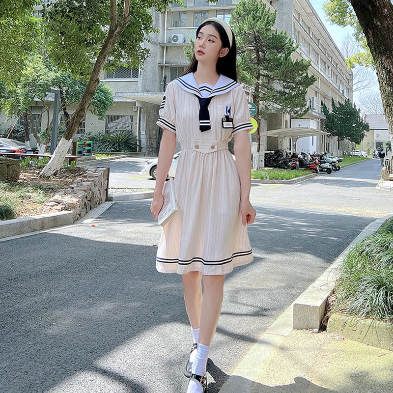 Couple JK Uniform Sailor Collar Dress T-Shirt Pants modakawa