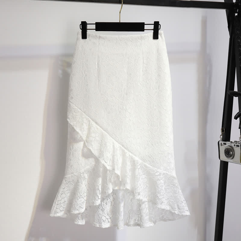 Irregular Lace Stitching Fishtail Skirt modakawa