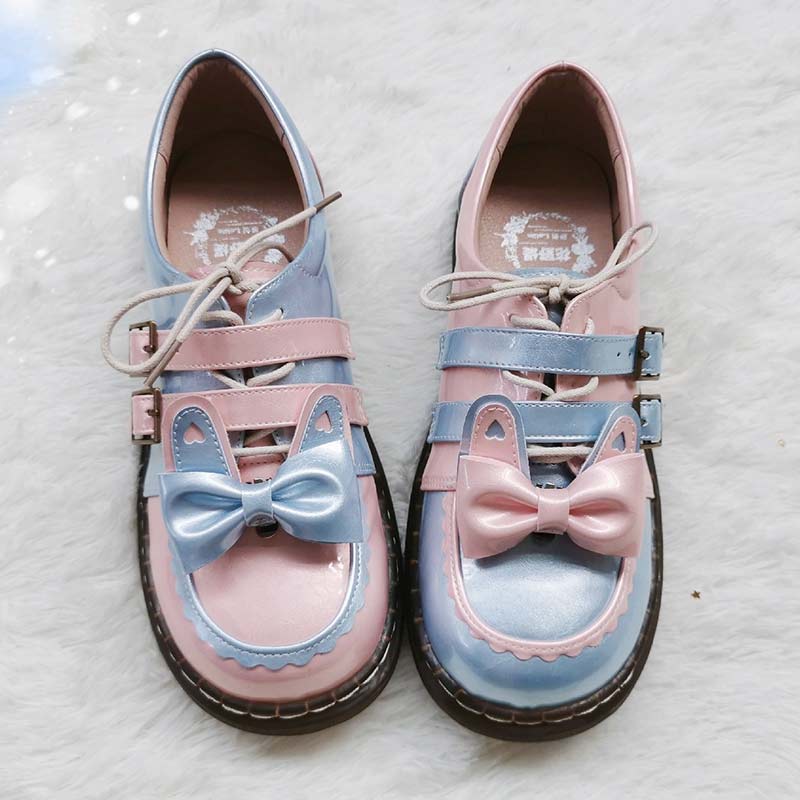 Sweat Lolita Bunny Bow-Knot Lace Up Shoes Modakawa