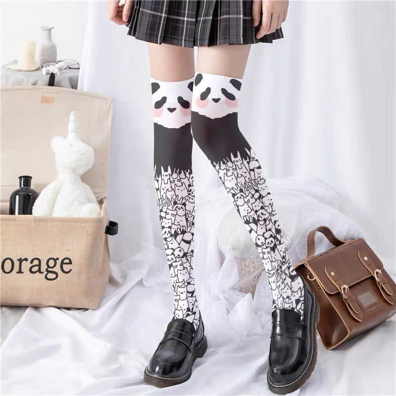 Cute Panda Pattern Print Lolita Stockings Modakawa