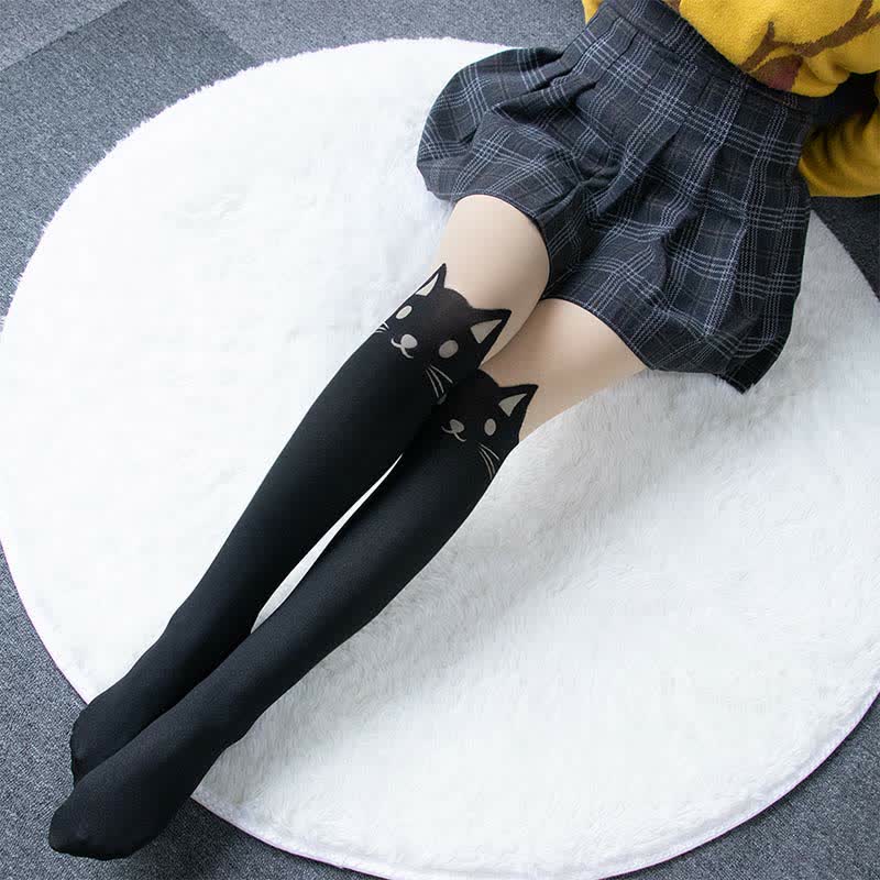 Cute Cartoon Kitty Print Lolita Stockings Tights Modakawa