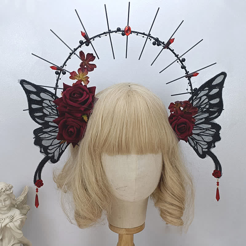 Punk Virgin Halo Rose Moth Butterfly Hair Accessory modakawa