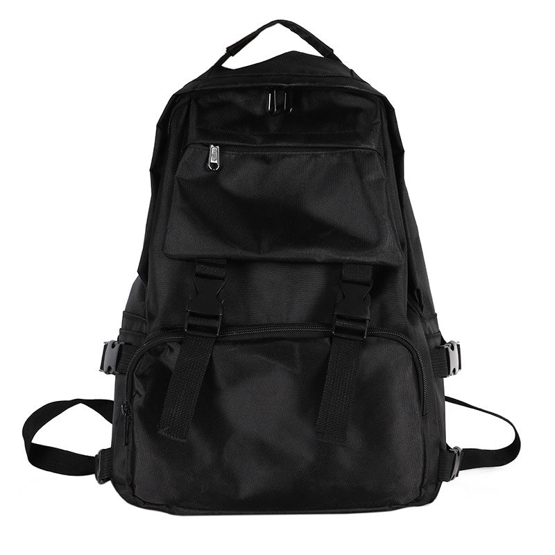 Casual Black Pure Color Casual Backpack modakawa