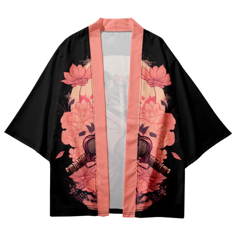 Cute Cat Warriors Print Cardigan Kimono Outerwear modakawa