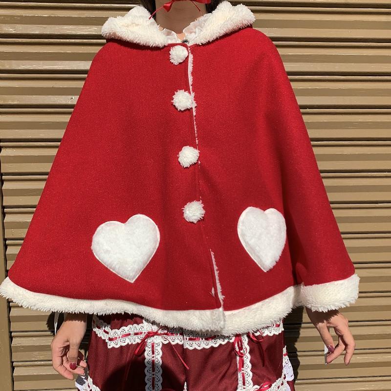 Cute Wings Ears Love Heart Hooded Short Cloak Coat Modakawa