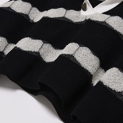 Black Heart Pattern Stripe Sweater Casual Pants Modakawa