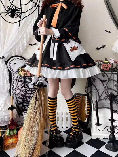 Halloween Lolita Witch Pumpkin Embroidery Dress Set mySite