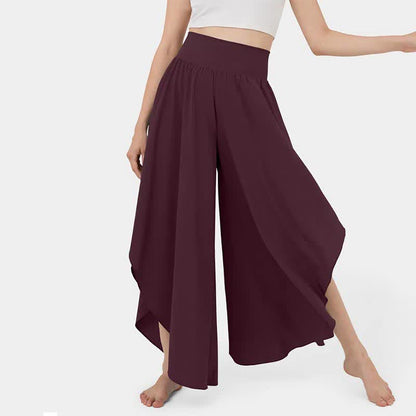 Irregular High Waist Flowy Wide Leg Casual Pants modakawa