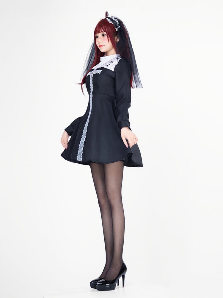 Halloween Gothic Nun Elegant Dress Costume mySite