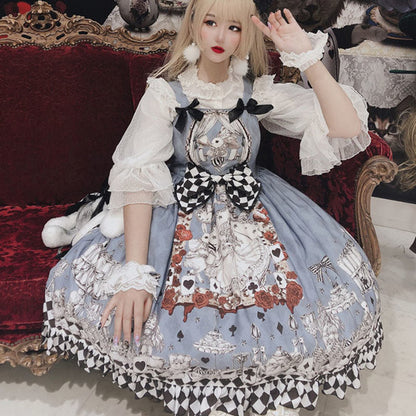 Princess Print Bow Lolita Suspender Dress Modakawa