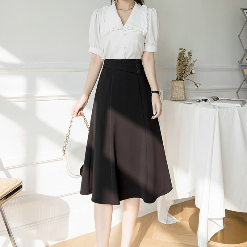 Elegant Button Front Skirt modakawa