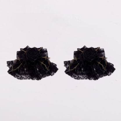 Black  Swords Bowknots Rosette Lace Hairclips mySite