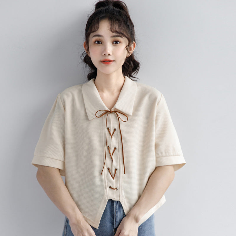 Casual Straps Bow Polo T-Shirt modakawa