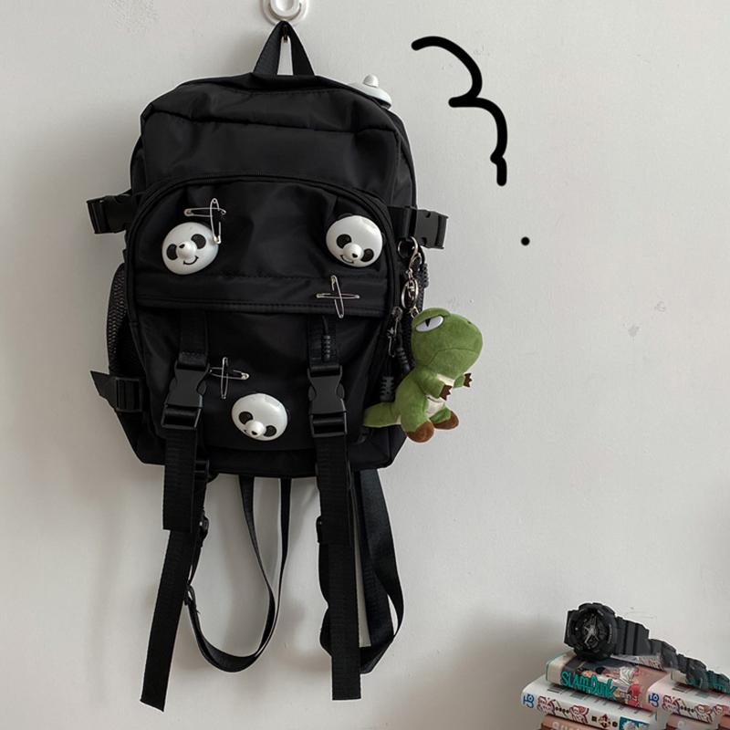 Black Panda Pin Backpack Crossbody Bag Modakawa