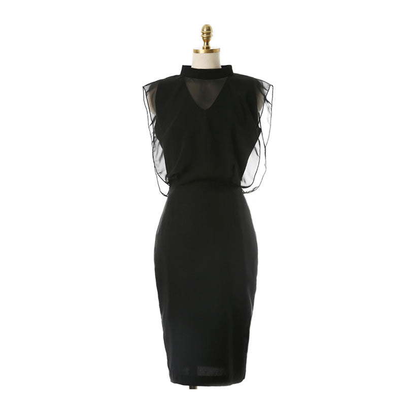 Classy Elegant Mesh Black Dress Modakawa