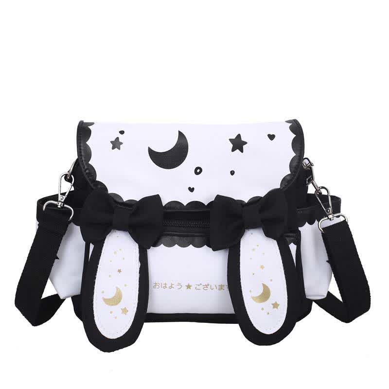 Moon Star Print Bunny Ears Bow Decor Crossbody Bag modakawa