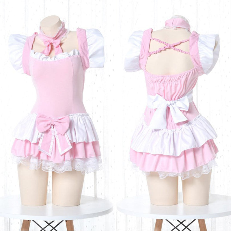 Kawaii Lolita Bow Knot Lace Hem Dress Modakawa