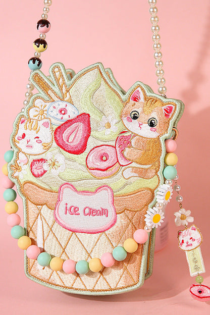 Multi-Color Ice Cream Cat Crossbody Bag SpreePicky