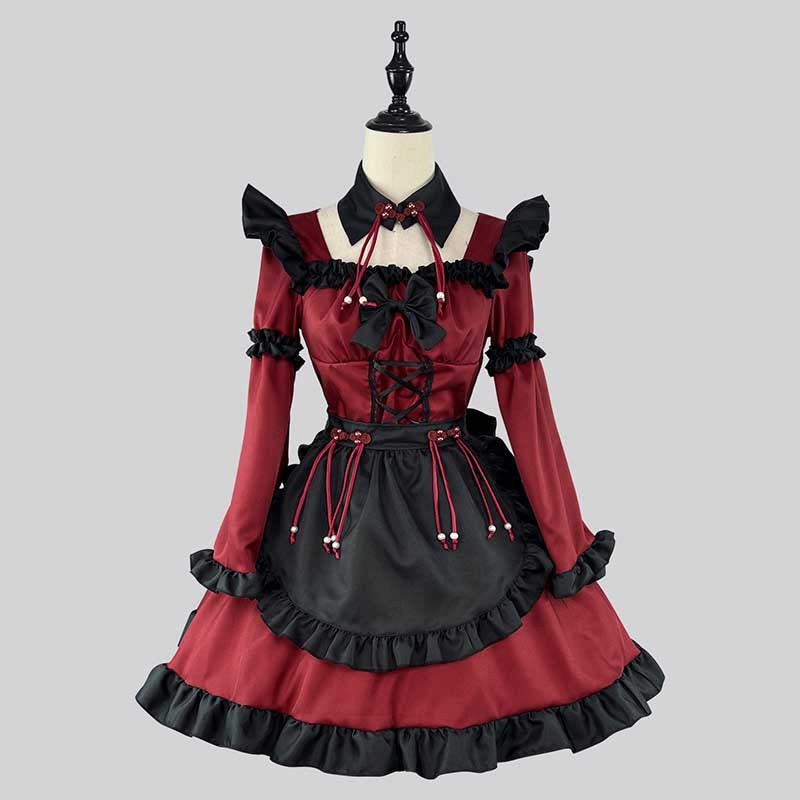 Red Black Maid Gothic Devil Lolita Dress modakawa