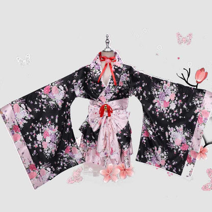 Cosplay Flower Print Bowknot Kimono Costume modakawa