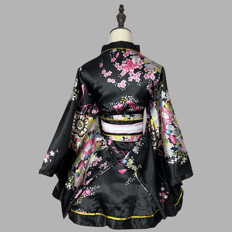 Cosplay Retro Flower Print V-neck Kimono Costume modakawa